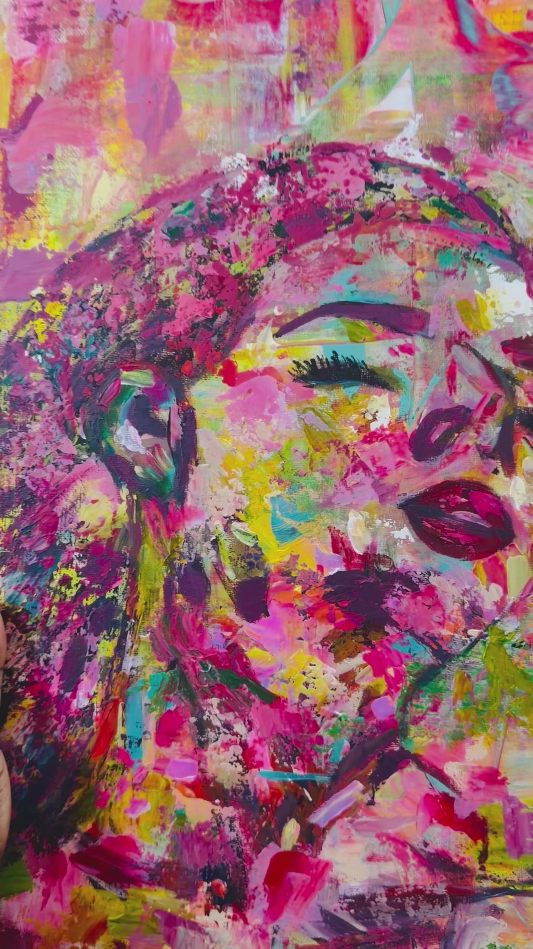 Abstract Lady Portrait and Bird 45cm x 61cm x 1cm
